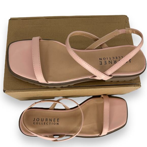 NEW Journee Sandals Size 8 Minimalist Y2K Millennial Pink Chunky Sandals Size 8 - Picture 4 of 11